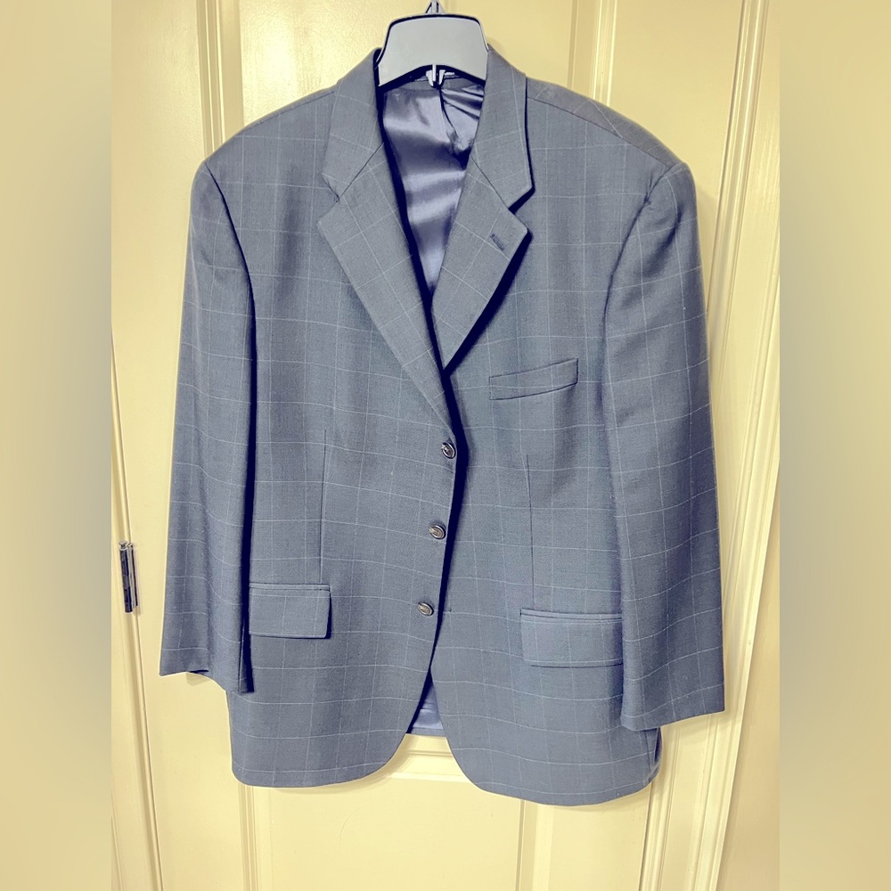 Ralph Lauren men’s suit jacket navy windowpane 46R